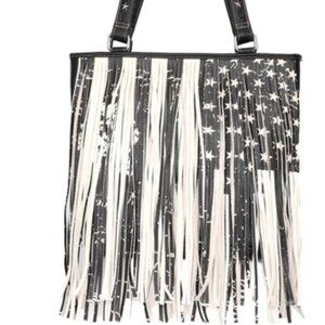 Montana West Leather Fringe American Flag Conceal Carry Purse Pocketbook Bag NWT